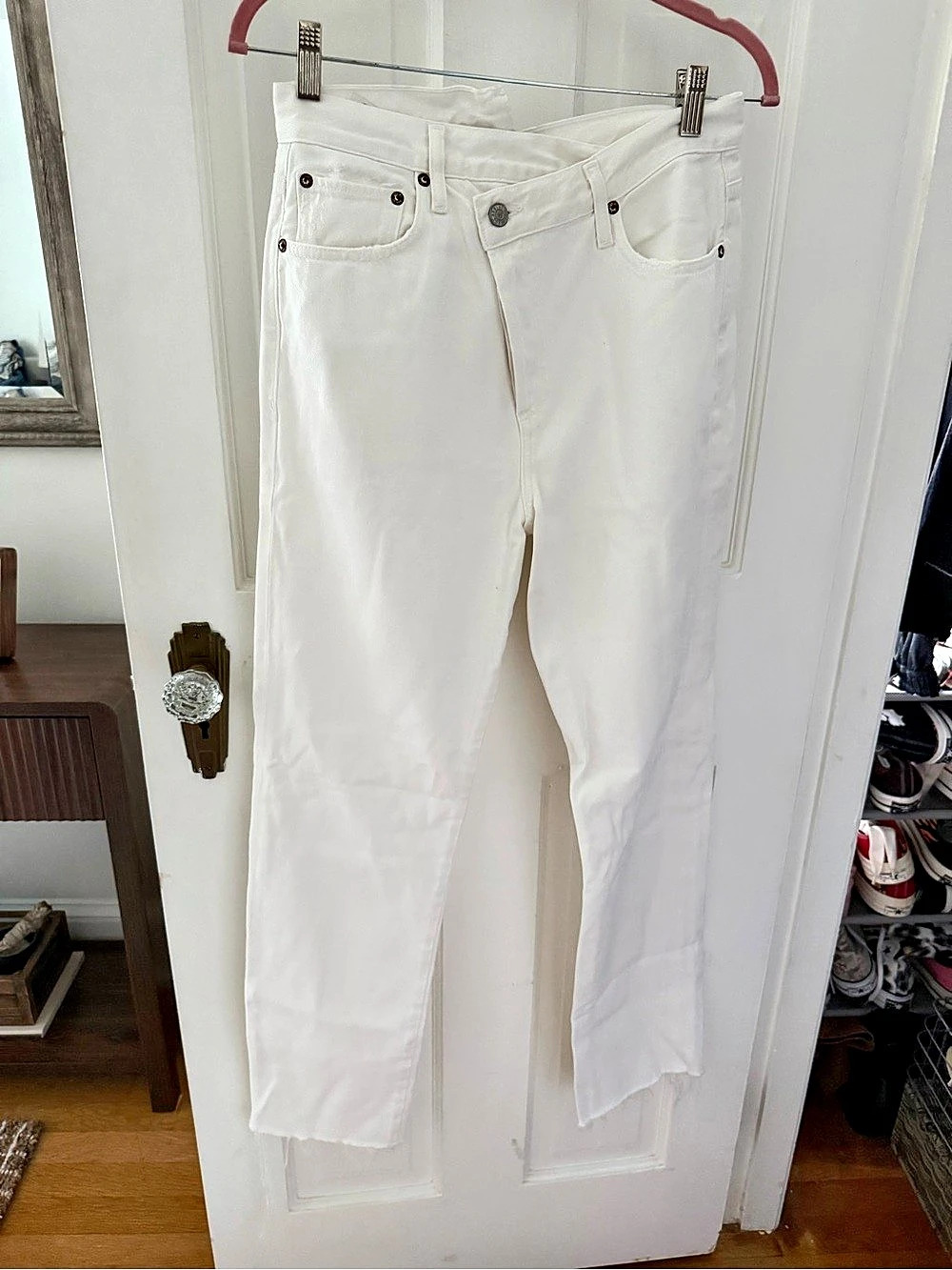 AGOLDE White Criss Cross Straight Jeans White